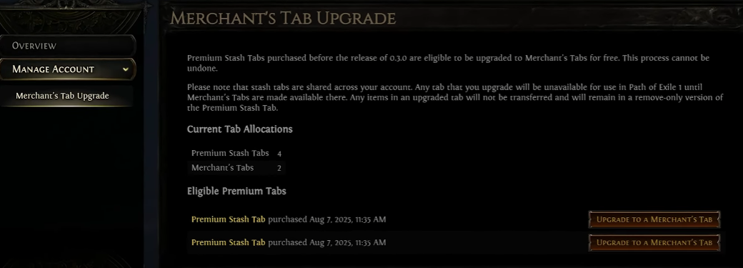 poe2 merchant's tab upgrade